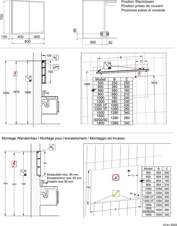 Spiegelschrank Alterna quattro luci LED Weiss image number 1