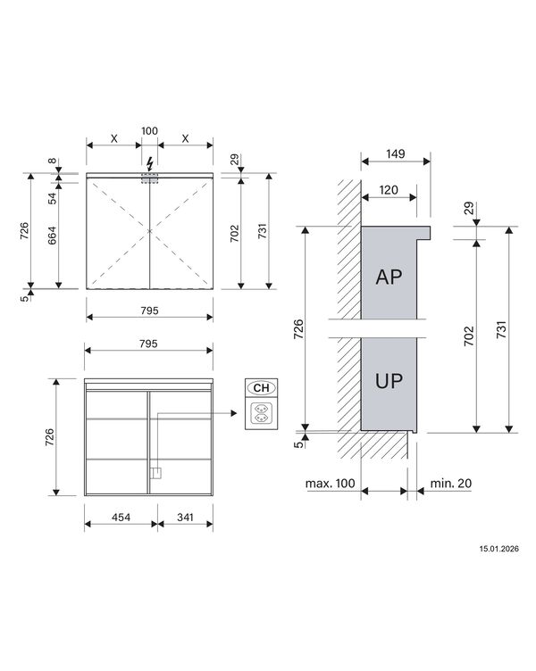 Spiegelschrank Alterna karat LED Weiss Lichtfarbe Warmweiss 3000 K image number 1