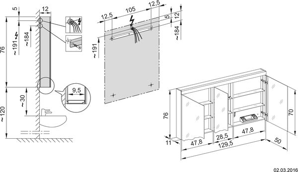 Armoire de toilette Schneider Pata LED blanc image number 1