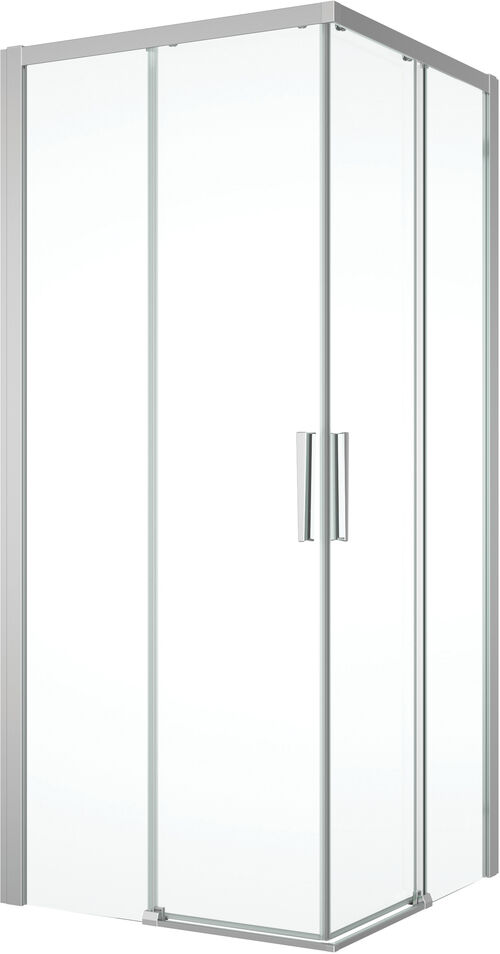 Cabina diagonale Alterna primo Argento lucido Vetro trasparente Aquaperl