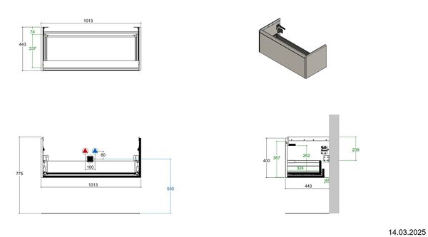 Meuble sous-lavabo Alterna pro S Light grey image number 3