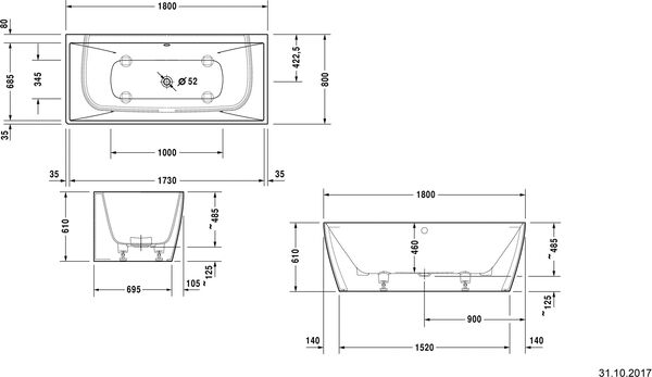 Badewanne Duravit Durasquare, Vorwandversion weiss matt image number 1
