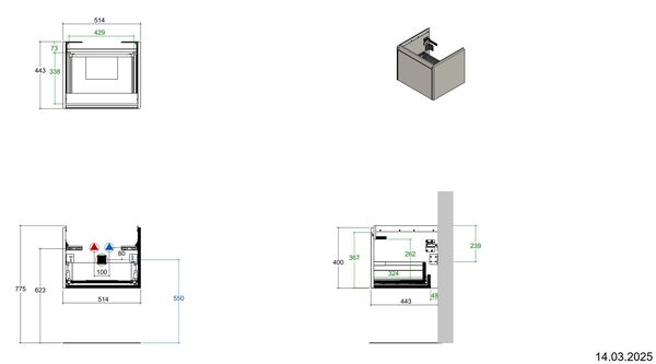 Meuble sous-lavabo Alterna pro S Ch&ecirc;ne Sherman anthracite image number 3