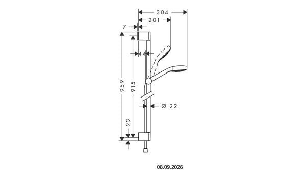 Handbrausengarnitur Hansgrohe Croma Select S, EcoSmart Verchromt-weiss image number 1
