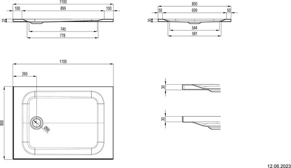 Duschenwanne Schmidlin Zargen, 110 x 80 x 3,5 cm weiss image number 1