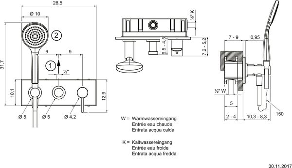Bade- und Duschenmischer Endmontageset Emporio Via Tortona verchromt image number 1