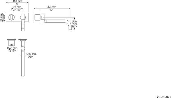 Wandmischer-Endmontageset Vola Edelstahl matt image number 1