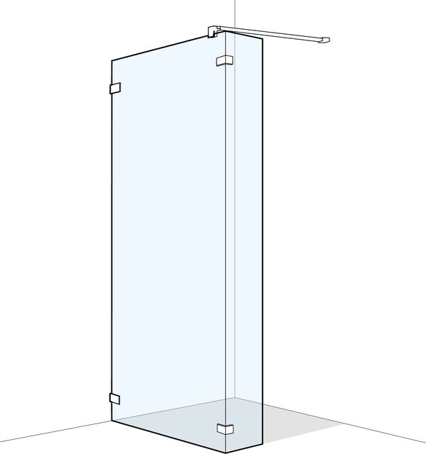 Seitenwand Koralle S606 Plus freistehend, Breite 160,1 - 180 cm, Anschlag links, mit Glasteil 90° image number 0