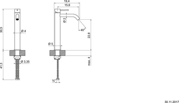 Einlochmischer Gessi 316 Copper brushed flessa image number 1
