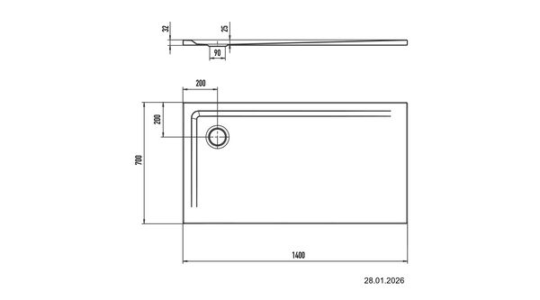 Duschwanne Kaldewei Superplan 70 x 140 cm Weiss Cleaneffekt image number 2