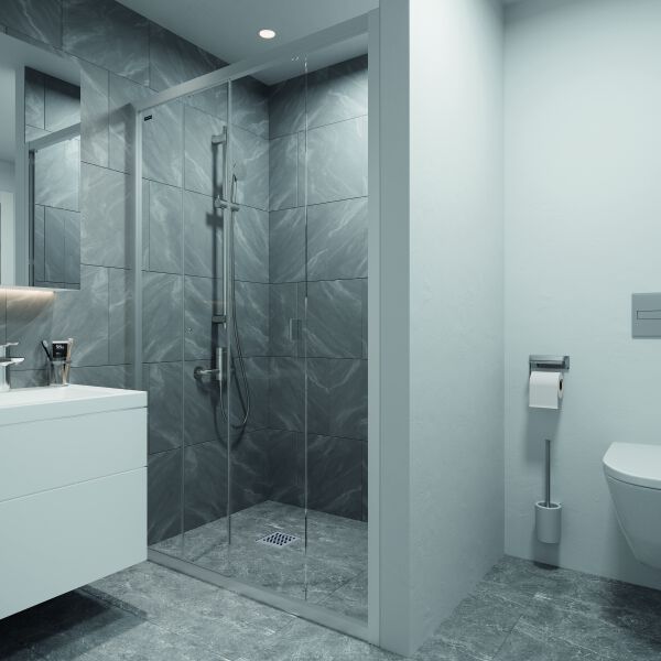 Porta scorrevole Duscholux Optima 400 Argento eloxato Vetro trasparente image number 1