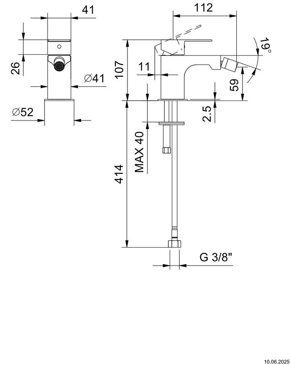 Bidetmischer Fantini Myo Verchromt image number 1