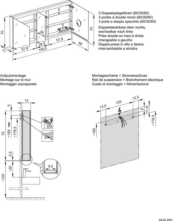Spiegelschrank Schneider Grace TW Silbereloxiert image number 1