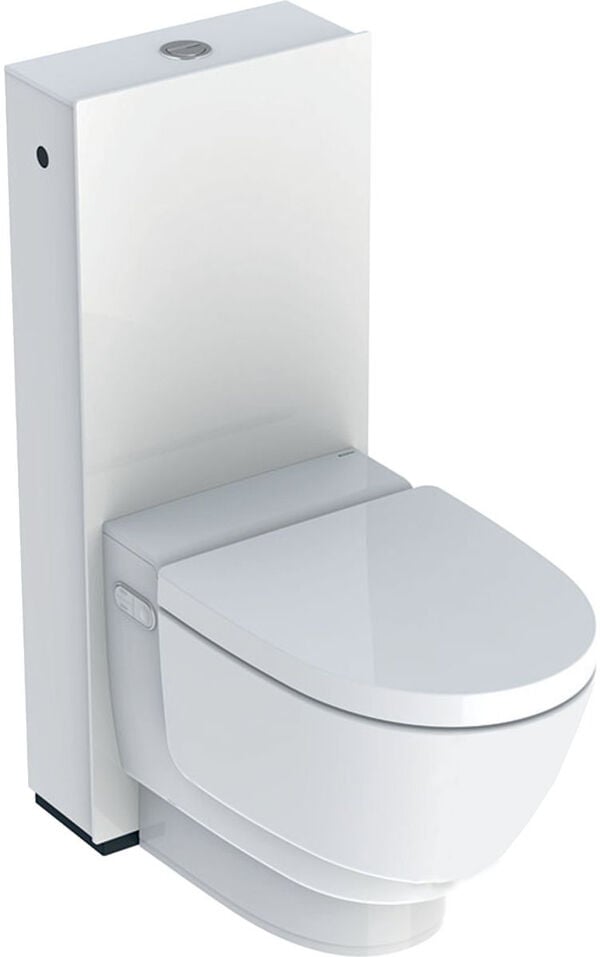 WC doccetta Geberit AquaClean Mera Classic, cassetta con frontale in vetro bianco, vaso a paviment image number 0