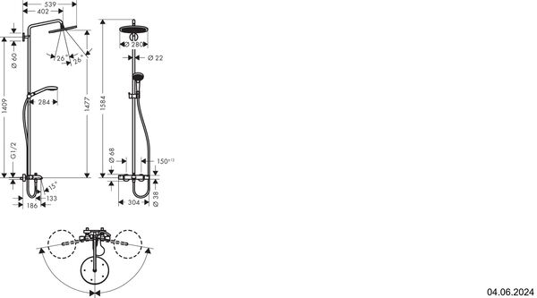 Showerpipe Hansgrohe Croma Select S 280 chromé image number 1