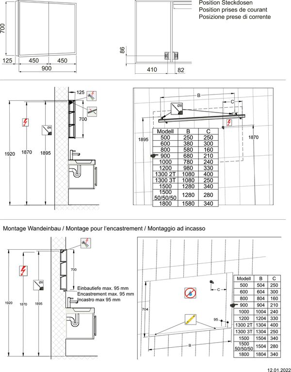 Spiegelschrank Alterna quattro luci LED Weiss image number 1