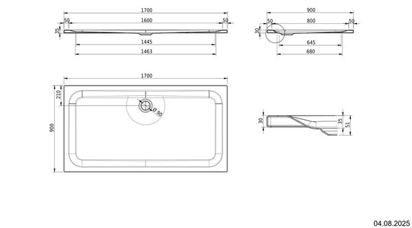 Receveur de douche Schmidlin 170 x 90 cm Beige bahama Cleaneffekt image number 1