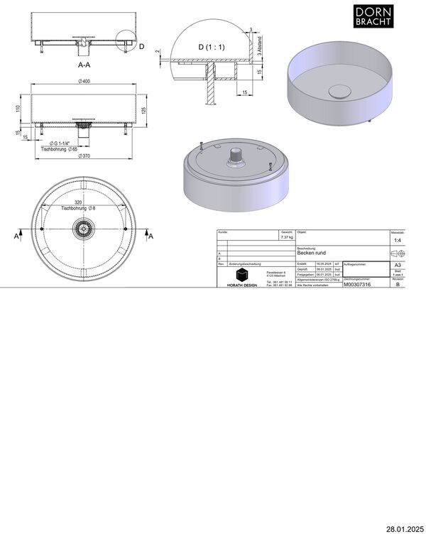 Auflegewaschtisch Dornbracht Morath Bronze gebürstet image number 1