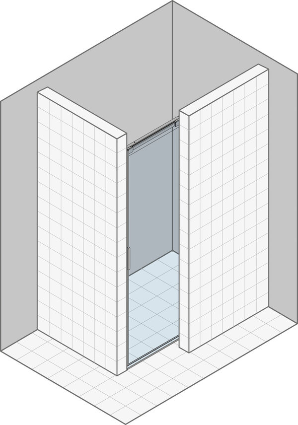 Paroi coulissante Duka Acqua 5000 new Couleur acier inoxydable Verre clair avec s&eacute;rigraphie blanche au-dessus image number 0