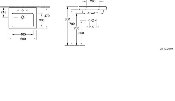 Lavabo pour meubles Subway 2.0 60 x 47 cm Blanc Cleaneffekt image number 1