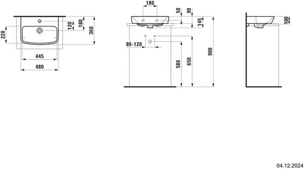 Auflegewandbecken Laufen Moderna R 48 x 36 cm Manhattan image number 1