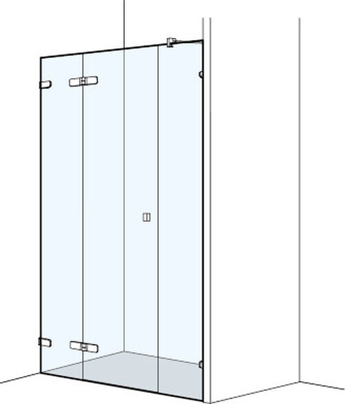 Flügeltüre Koralle S505 Plus, Nische verchromt Echtglas klar Duschguard