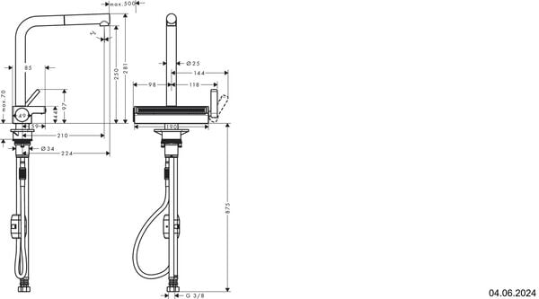 Spültischmischer Hansgrohe Aquno Select M81 edelstahloptik image number 1