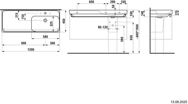 Waschtisch Laufen Meda 120 x 46 cm Weiss image number 1