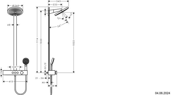 Showerpipe Hansgrohe Pulsify, ½" schwarz matt image number 1
