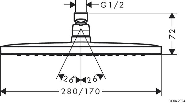 Pomme de douche avec effet pluie Hansgrohe Croma E &frac12;" Chrom&eacute; image number 1