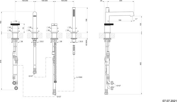 Garniture de remplissage Gessi Anello 4-trous Chrom&eacute; image number 1