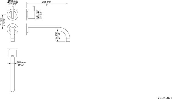 Mélangeur mural-set de montage final Vola Chromé image number 1