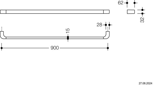 Barre &agrave; linge de bain Hewi System 800 Chrom&eacute; image number 1