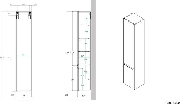 Armoire haute Alterna universale slim Ciment satin&eacute; image number 1