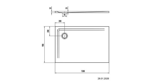 Receveur de douche Kaldewei Superplan 90 x 130 cm Blanc Fond antid&eacute;rapant Invisible Grip image number 2
