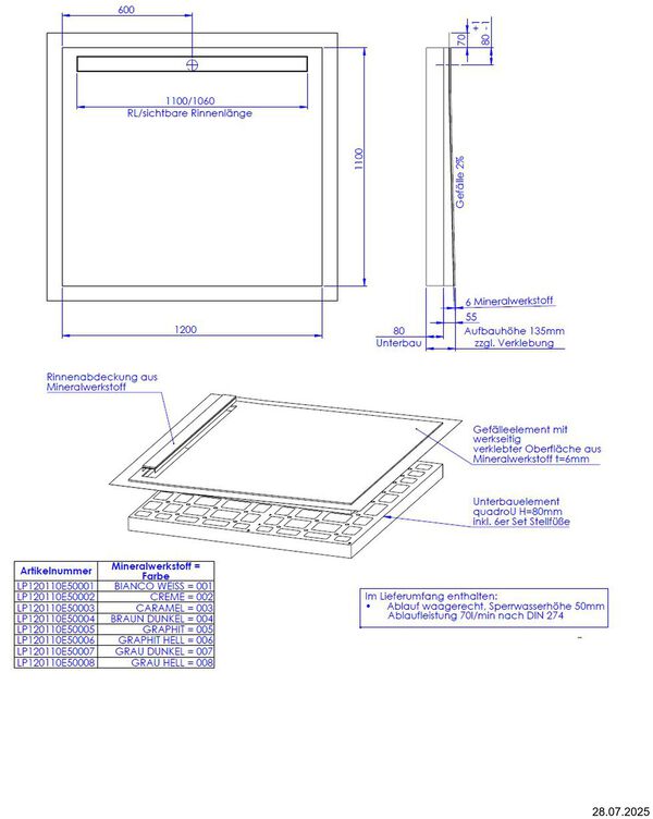 &Eacute;l&eacute;ment de douche Schedel LinePlus Pure image number 0