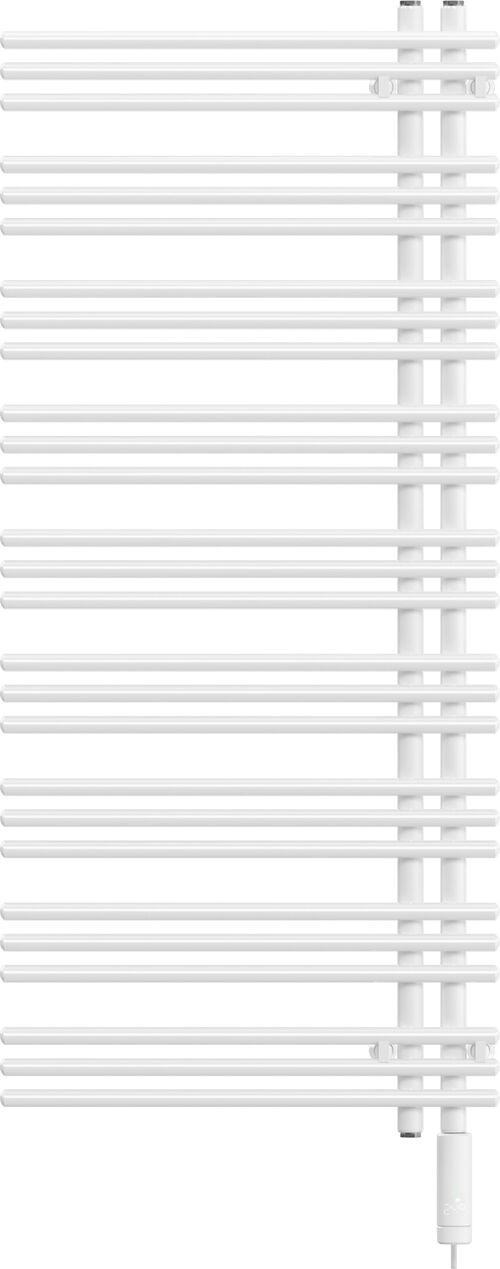 Radiateur de bain Zehnder Yucca Asym blanc résistance électrique à droite