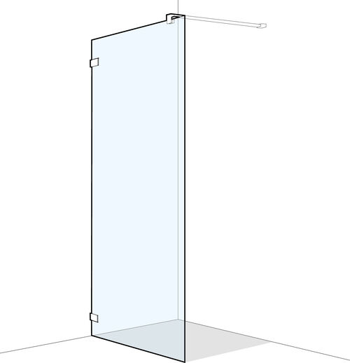 Seitenwand Koralle S606 Plus freistehend Schwarz matt Echtglas klar Plus