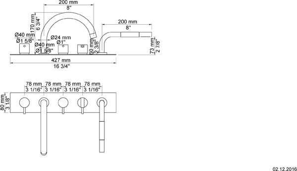 Wannenf&uuml;llkombination Vola 5-Loch Weiss matt image number 1