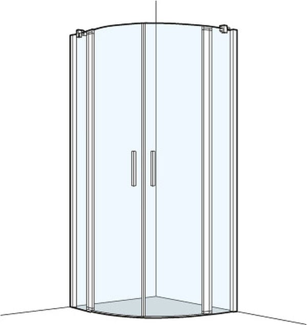 Eckeinstieg Koralle S400 Plus Viertelkreis, Breite 98,5 - 100 cm, für Radius 550 mm, mit image number 0