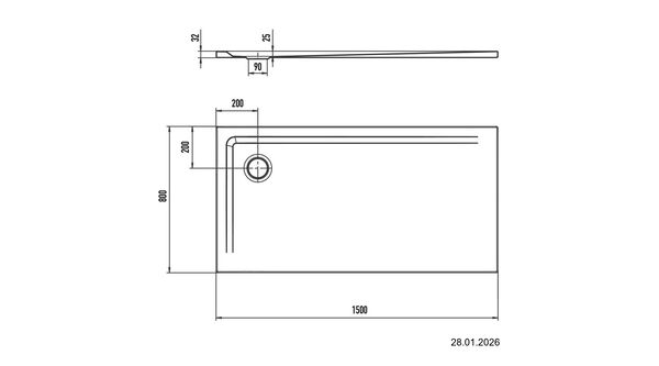 Receveur de douche Kaldewei Superplan 80 x 150 cm Blanc Fond antid&eacute;rapant Invisible Grip image number 2