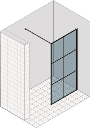 Seitenwand freistehend Duka Libero 3000 "factory design" schwarz Echtglas klar