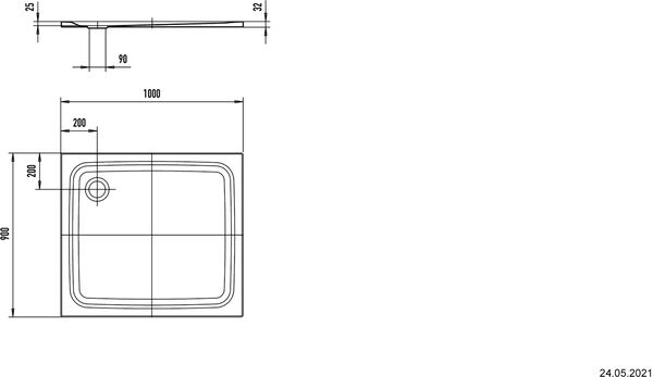 Duschwanne Kaldewei Superplan Classic 90 x 100 cm Weiss matt image number 1