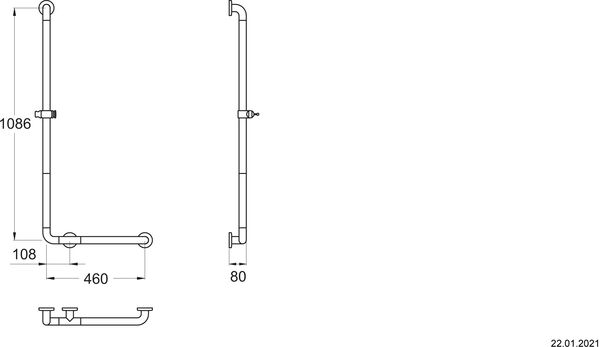 Barre d'appui d'angle Nosag Nylon Série 300 Blanc image number 1