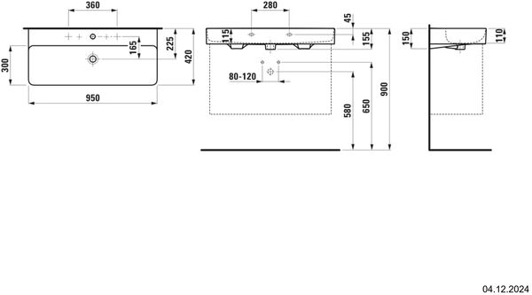 Waschtisch Laufen Val 95 x 42 cm Graphit matt image number 1