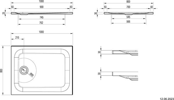 Receveur de douche Schmidlin avec rebords 100 x 80 cm Blanc mat image number 1