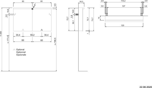 Spiegelschrank Alterna format LED plus grey textile image number 1