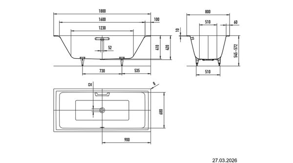 Baignoire Kaldewei Puro Next Duo Blanc image number 1
