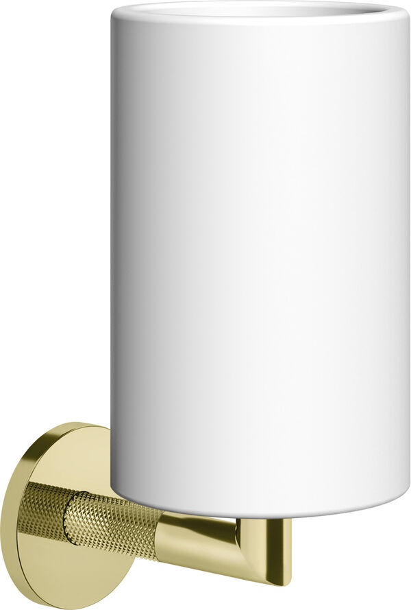 Portabicchiere Gessi Anello, bicchiere in vetro bianco opaco, modello a parete, rosetta rotonda image number 0