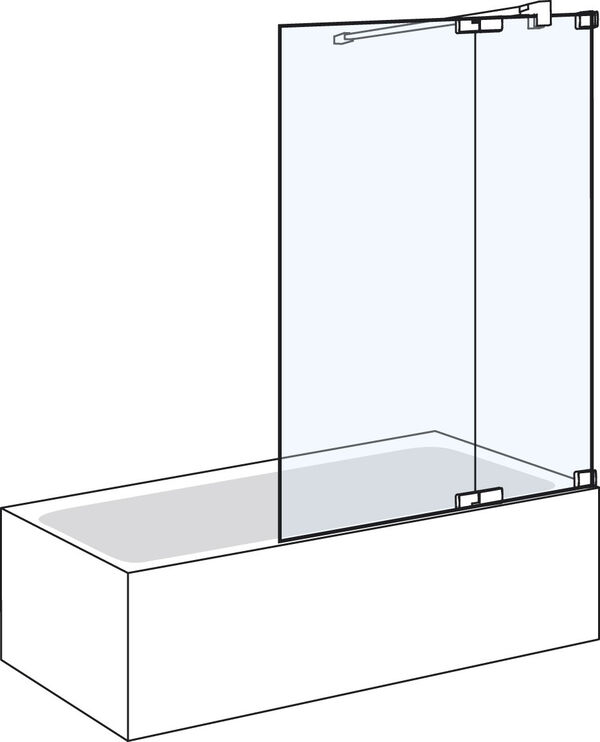 Porte battante sur baignoire Koralle S808Plus Couleur acier inoxydable Verre clair Duschguard image number 0